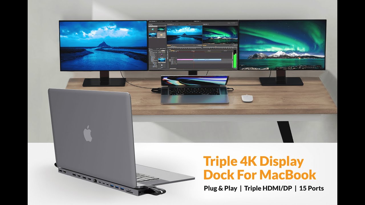 Cổng Chuyển Kiêm Đế Cắm Màn Hình HyperDrive 4K/60hz 13 Port Multi-Display Dock Station – HD134