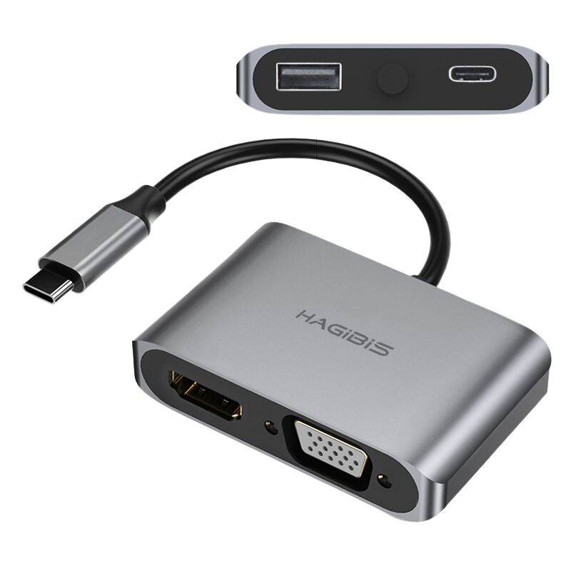Hagibis 4-in-1 USB-C Ra 4K HDMI/VGA/USB 3.0/PD
