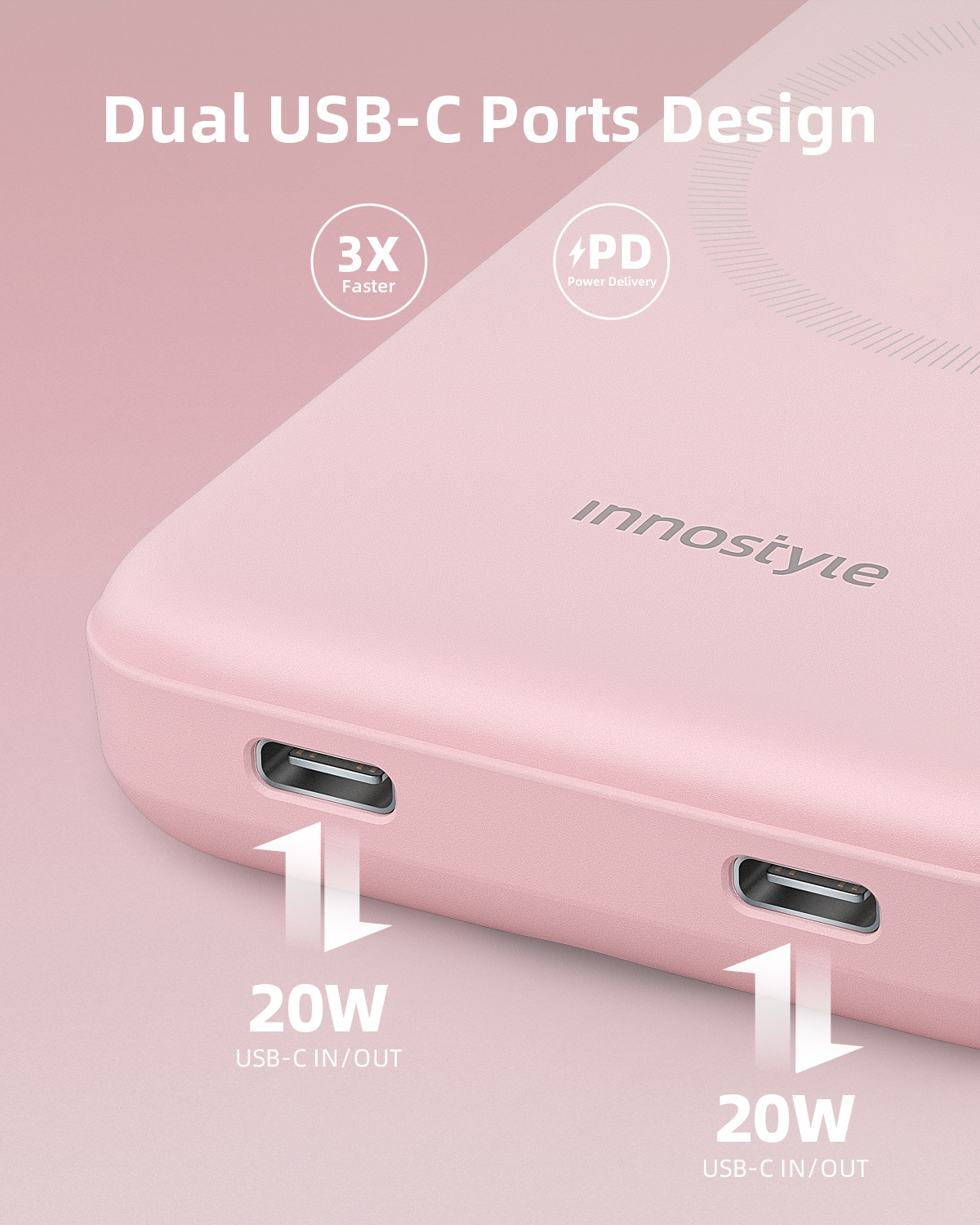 Innostyle Powermag Duo 2-in-1 10000 mAh Pink (IW202BP)